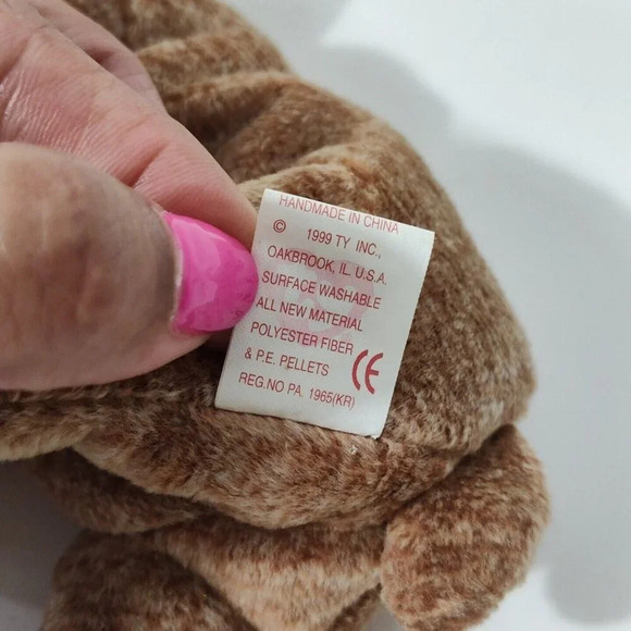 Vintage 1999 Ty Beanie Babies Pecan Bear Plush Stuffed Animal Brown Hang Tag - Picture 6 of 9